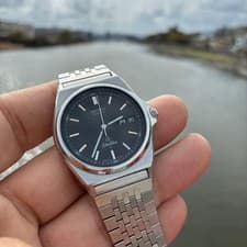 Seiko Silver Wave Watch Black Dial Used Tested From Japan