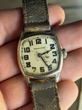 Vintage Hamilton 986a Wadsworth Cushion Men's Wristwatch 14k White GF 17 Jewel