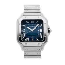 Cartier Santos de Cartier Steel Auto 39mm Blue Dial Bracelet Watch WSSA0071