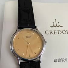 Seiko Credor Dress Watch Quartz 8J81-6A30 Black Gold Dial Mens Vintage