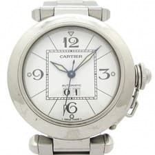 CARTIER Pasha C Big Date Watch W31055M7 Stainless Steel mensWatch white USED