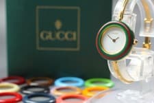 *Near MINT in Box* Gucci Change Bezel 11/12.2 Gold White 12 Color Quartz Watch