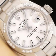 ROLEX LADIES DATEJUST PRESIDENT 179369 FACTORY DIAMOND 18K WHITE GOLD WATCH