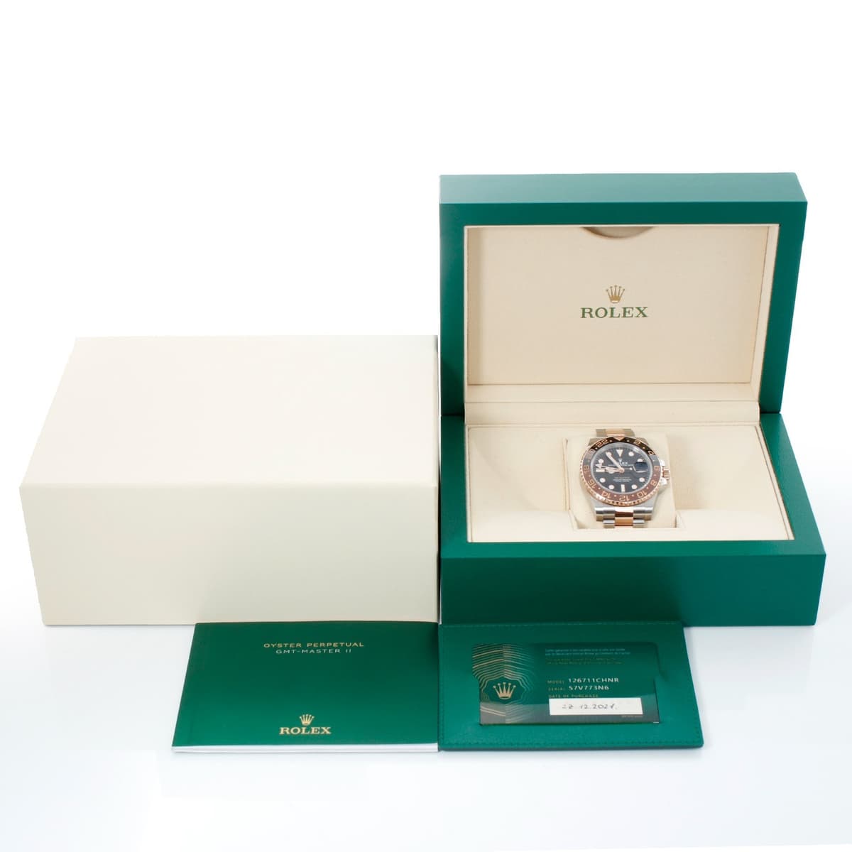 Rolex Gmt-Master II 126711chnr 2021 Rose Gold & Steel  Root Beer Watch Full Set