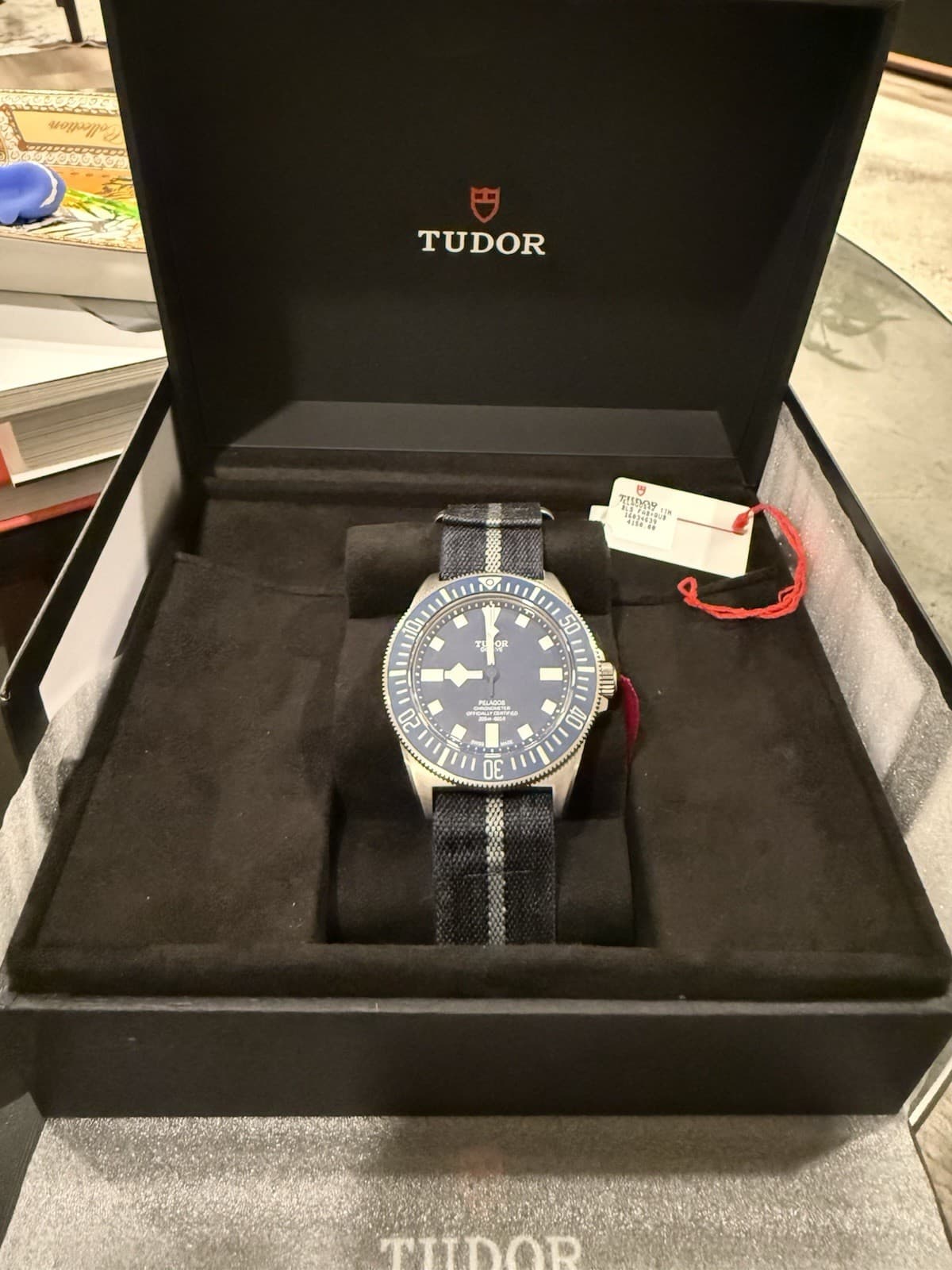 TUDOR Pelagos FXD Automatic Diver 42mm Titanium Blue Dial Fabric Strap Box