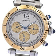 Cartier CARTIER W31011H3 Pasha Chronograph YG Bezel Quartz Men s Good Condition