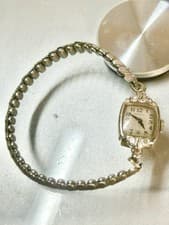 Ladies Vintage Hamilton Watch With Diamonds Working 14K White Gold 4.76 Grams