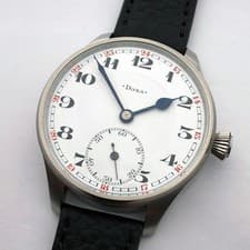 BIG Mechanical Marriage ANTIQUE Swiss Wristwatch DOXA Steel Case Enamel Dial