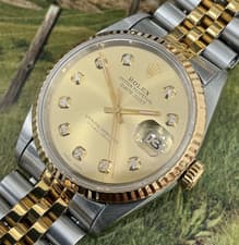 Rolex Datejust 16233 1999 36mm Two-Tone Diamond Champagne Dial Serviced