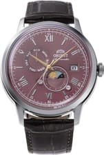 Orient Bambino RA-AK0807R Men's Automatic Sun Moon Leather Watch RA-AK0807R30B