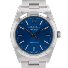 Rolex Air-King 14000 34mm Blue Index Steel Automatic MINT Watch Box Paper