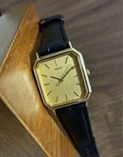 Seiko Men's Watch 5p31-5C50 Octagon Gold Dial Quartz Tested