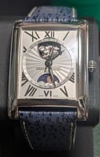 Frederic Constant Carré Moonphase GMT Automatic Watch Silver Dial Used Box