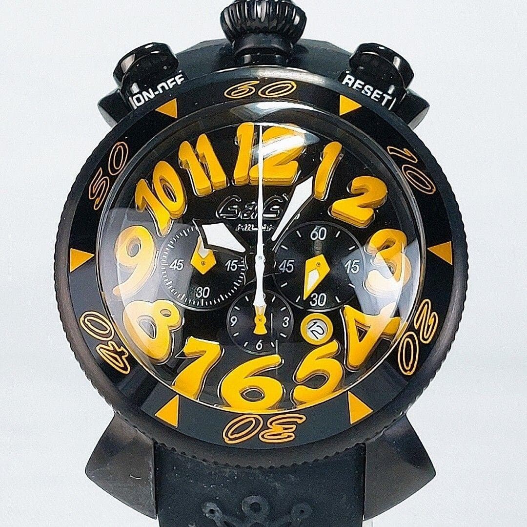 GaGa Milano Manuale 48 Chronograph Watch Yellow/Black Unused Battery Operated