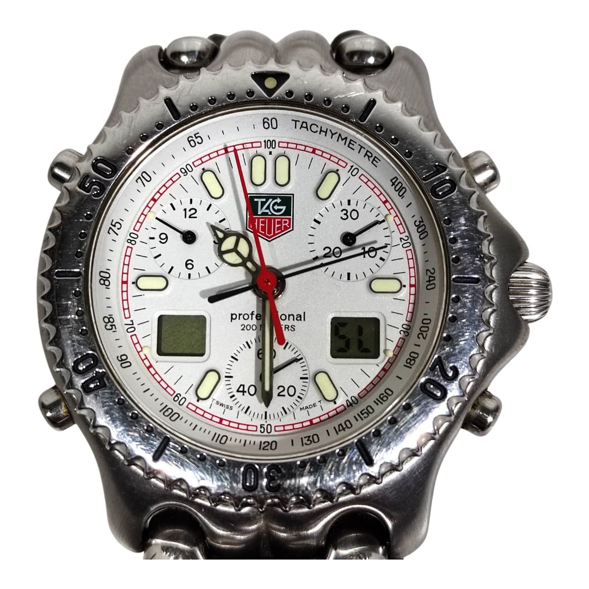 Vintage Tag Heuer SEL200m Dive Watch Chronograph CG 1111 BA 0423 Stainles Steel