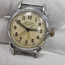 Vintage Men's Waltham 6/0-D 17 Jewel Military Wrist Watch Running Scarce USA