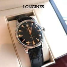 LONGINES Heritage Conquest Automatic Watch - Black Dial, Excellent Condition