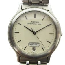 Seiko 5H23-6B90 Quartz Watch Used Day Date Calendar Silver from Japan