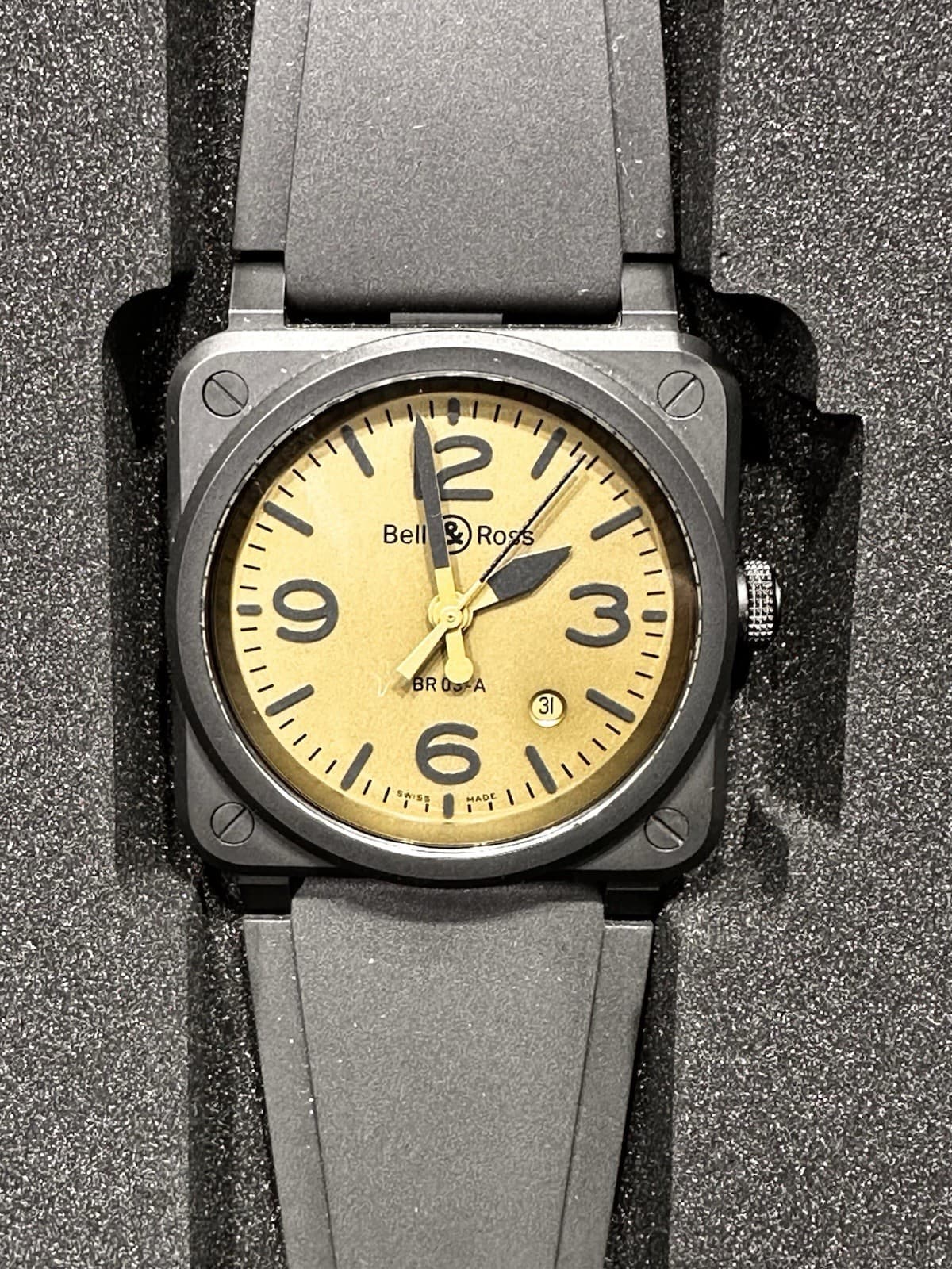 Bell & Ross BR 03 A Ceramic Black Matte 41mm Khaki Dial (Mint Cond.)