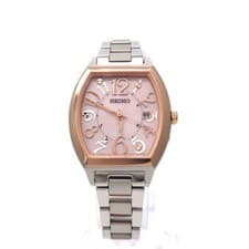 SEIKO LUKIA SSVW214 Radio Solar Pink Dial Tonneau Shape Women's Watch Near Mint