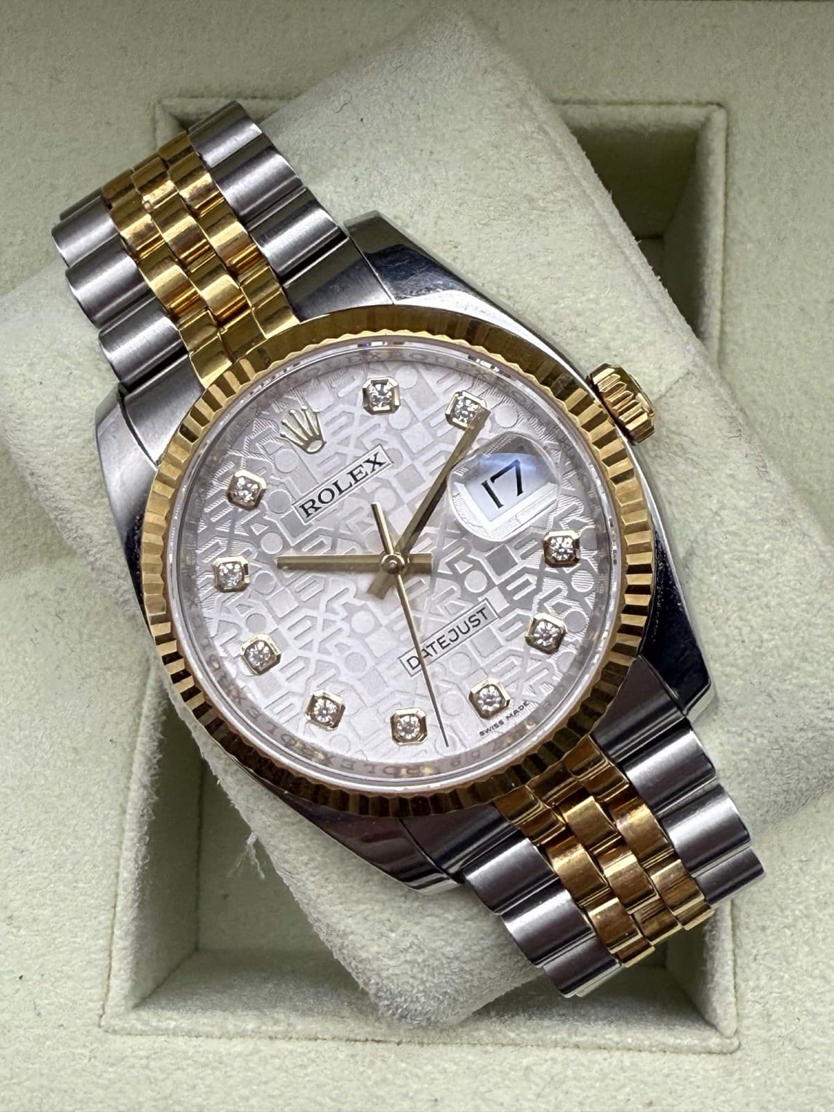 2014 Rolex Datejust 36mm 18K YG/Steel Jubilee Anniversary Diamond Dial  116233