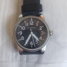 Burberry Black Leather Watch Analog Water-Resistant 30m Used From Japan
