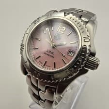 TAG HEUER LINK LADIES WATCH WT141M STEEL SWISS QUARTZ WITH DATE & PINK DIAL.
