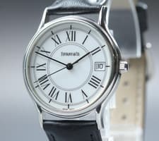 TIFFANY & Co. White Roman Dial Quartz Date Men's Watch Classic Dress