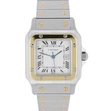 Cartier Santos Two-Tone 18k Gold Steel White Roman 29mmX41mm 1172961 Watch