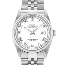 Rolex Datejust 36 16220 White Dial Steel 18k White Gold Mens Watch Papers 1994