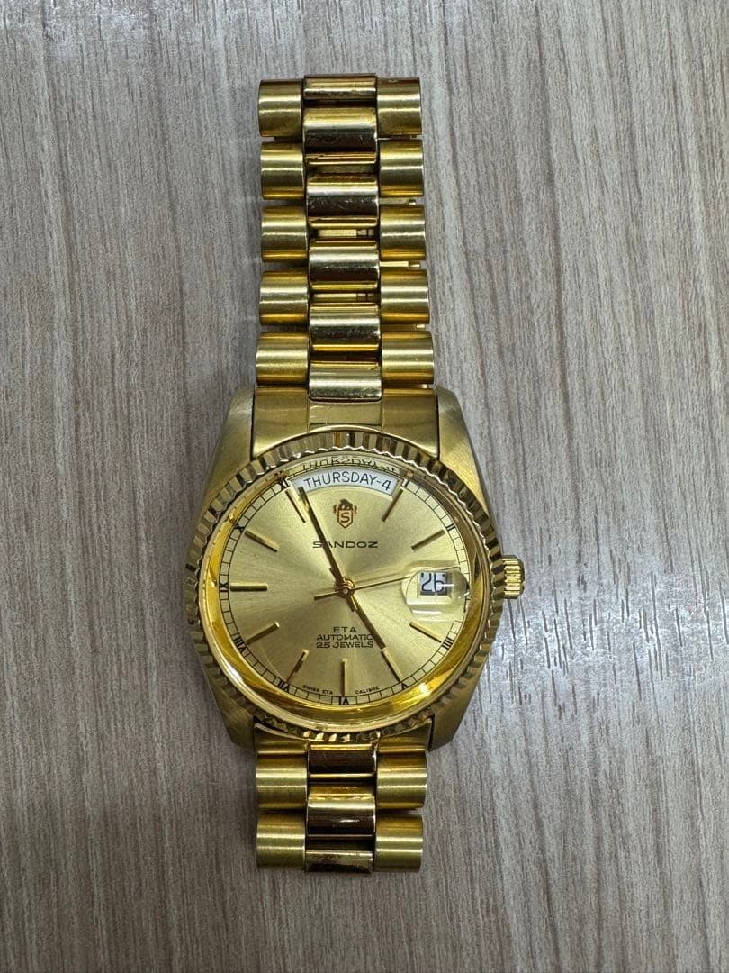 SANDOZ automatic day date back skelton