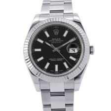 ROLEX Datejust II 41mm Stainless Steel 18K White Gold Black Dial 116334