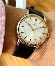 MINTY 1956 OMEGA AUTOMATIC 14k GOLD FILLED Cal 500, 17J-RUNS +9SEC/DAY