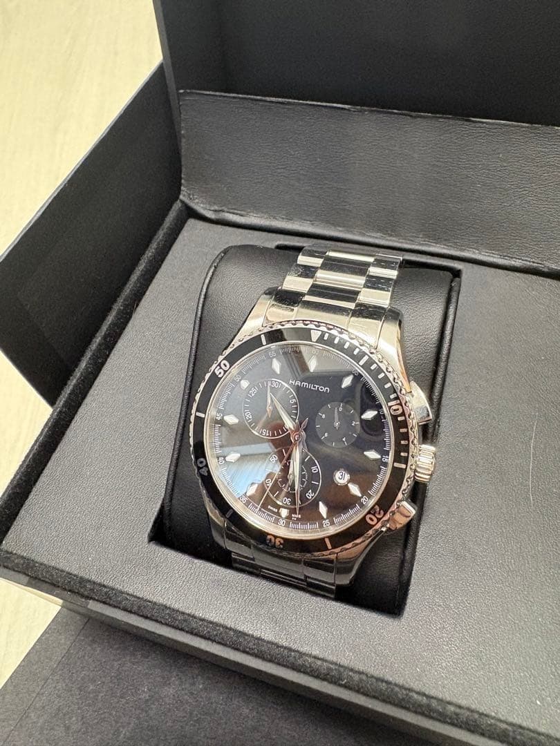 Hamilton Jazzmaster Seaview Chrono Quartz Stainless Steel Black From Japan