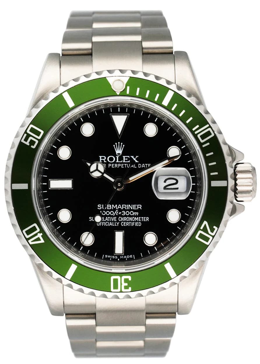 Rolex Submariner Date 16610LV Kermit Mens Watch Box Papers