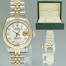 MINT Pearl Diamond Ladies Rolex 26mm DateJust 69173 Two Tone Gold Jubilee Watch