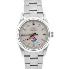 UNPOLISHED PAPERS Rolex Oyster Perpetual Air-King Silver DOMINOS 34mm 14000 BOX