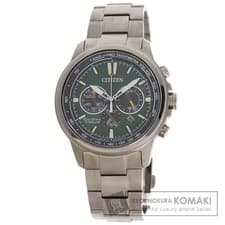 Citizen Eco-Drive Titanium Mens Watch B620-003VG01 Green Dial Chronograph
