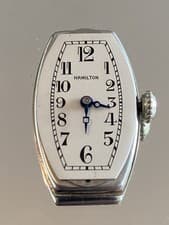 Vintage Hamilton Art Deco 14K Solid White Gold Working Ladies Watch Exc 9633