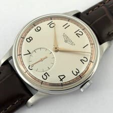 EARLY 1940' LONGINES SWISS MANUAL WIND NICE 2-TONE DIAL STEEL DRESS GENTS WATCH