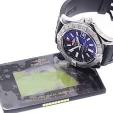 BREITLING AVENGER II GMT A32390 43mm SS Black Dial Rubber Strap Automatic #C366