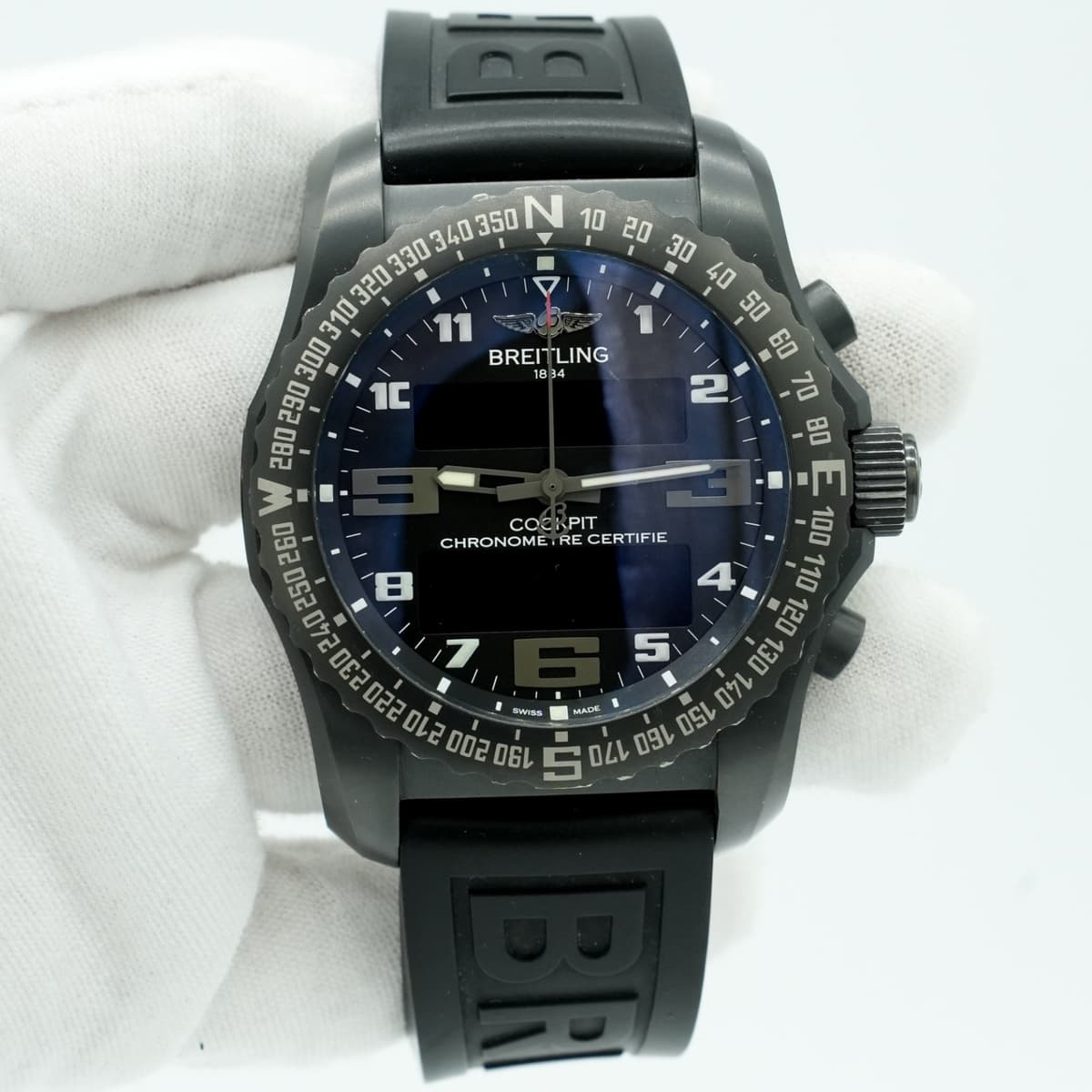 Breitling Cockpit B50 Night Mission Black Dial Digital Men's Watch VB5010221B1S1