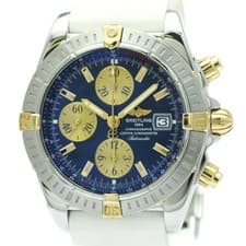 BREITLING Chronomat Evolution 18K Gold Steel Mens Watch B13356 Polished BF592305