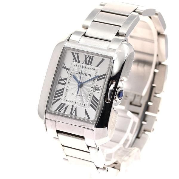 CARTIER TANK ANGLESE LM W5310009 30mm SS Silver Dial Automatic Date #C308