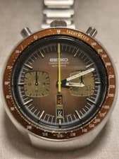 Seiko 6138-0049 Chronograph Automatic Tea Horse Gold Vintage Men’s Watch Japan