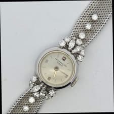 18k White Gold Patek Philippe Diamonds Ladies Dress Watch