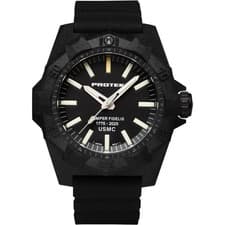 Protek Men's Watch Aggressor USMC Quartz Black Dial Rubber Strap 4101SF