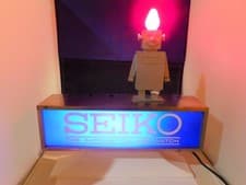 Rare 1970s Seiko Watch Lighted Store Display W/ Robot Sign Automation Age Watch