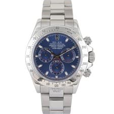 Rolex Mens Daytona 116520 Cosmograph 40mm Steel Chronograph Watch Navy Blue Dial