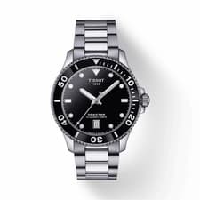 Tissot Seastar Quartz 300m Stainless Steel Black Dial Men's Wristwatch